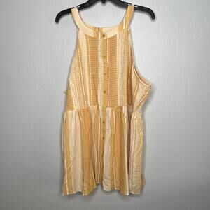 New Torrid White Yellow Stripe Tank Top Smocked Button Front Sleeveless Sz 4